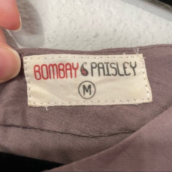 Bombay Paisley Brown Floral Embroidered Cropped Short Sleeve Blouse Women M Boho - Picture 9 of 9